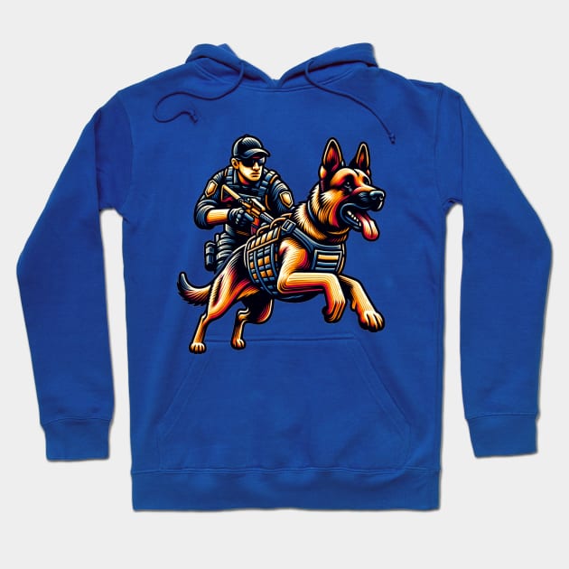 Police K9 In Action Hoodie by Maries Papier Bleu